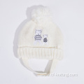 Baby winter thermal knitted beanie hat with animal embroidery